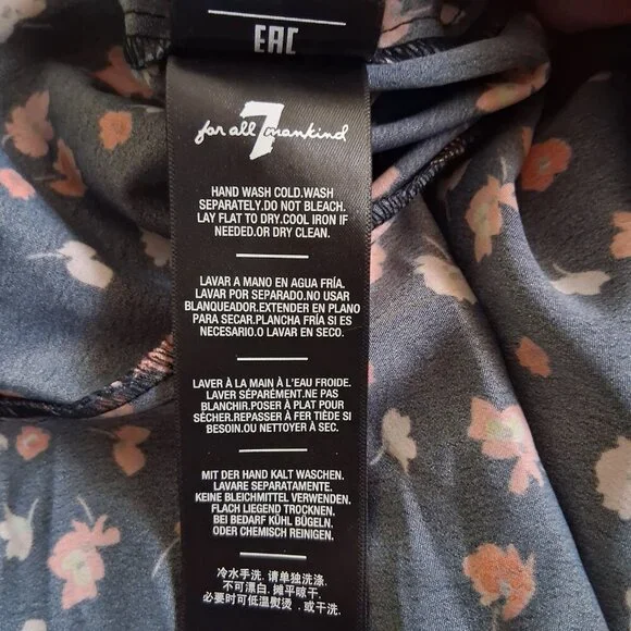7 For All Mankind Women's Size Large Black Red Floral True Wrap Mini Dress - Picture 7 of 11
